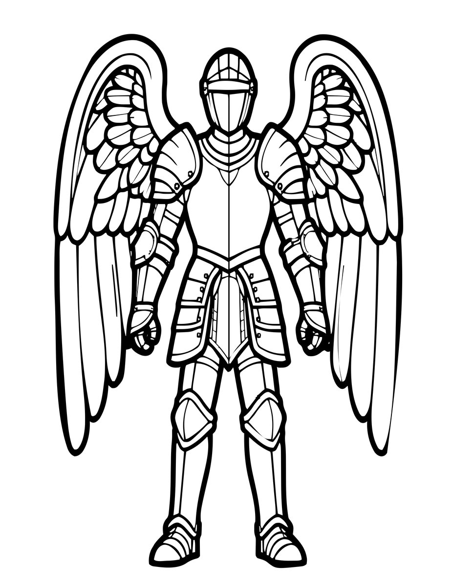 Armor and Wings - free printable coloring page