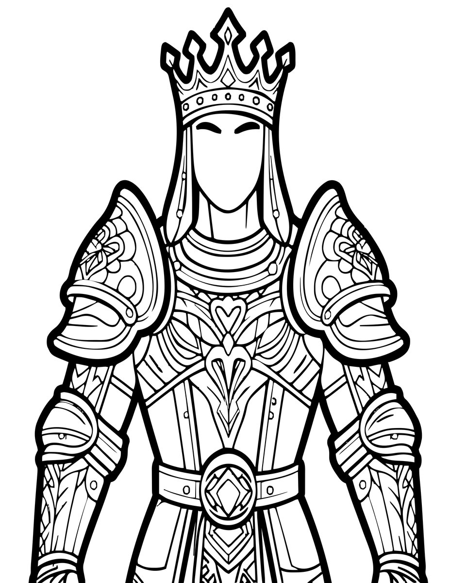 Armor and Crown - free printable coloring page
