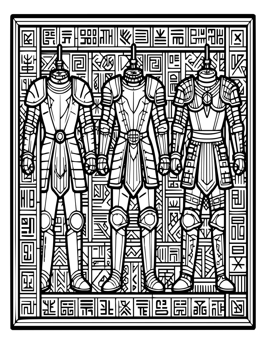 Armor and Runes - free printable coloring page