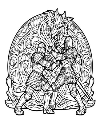 Armor and Beast - Free printable coloring page