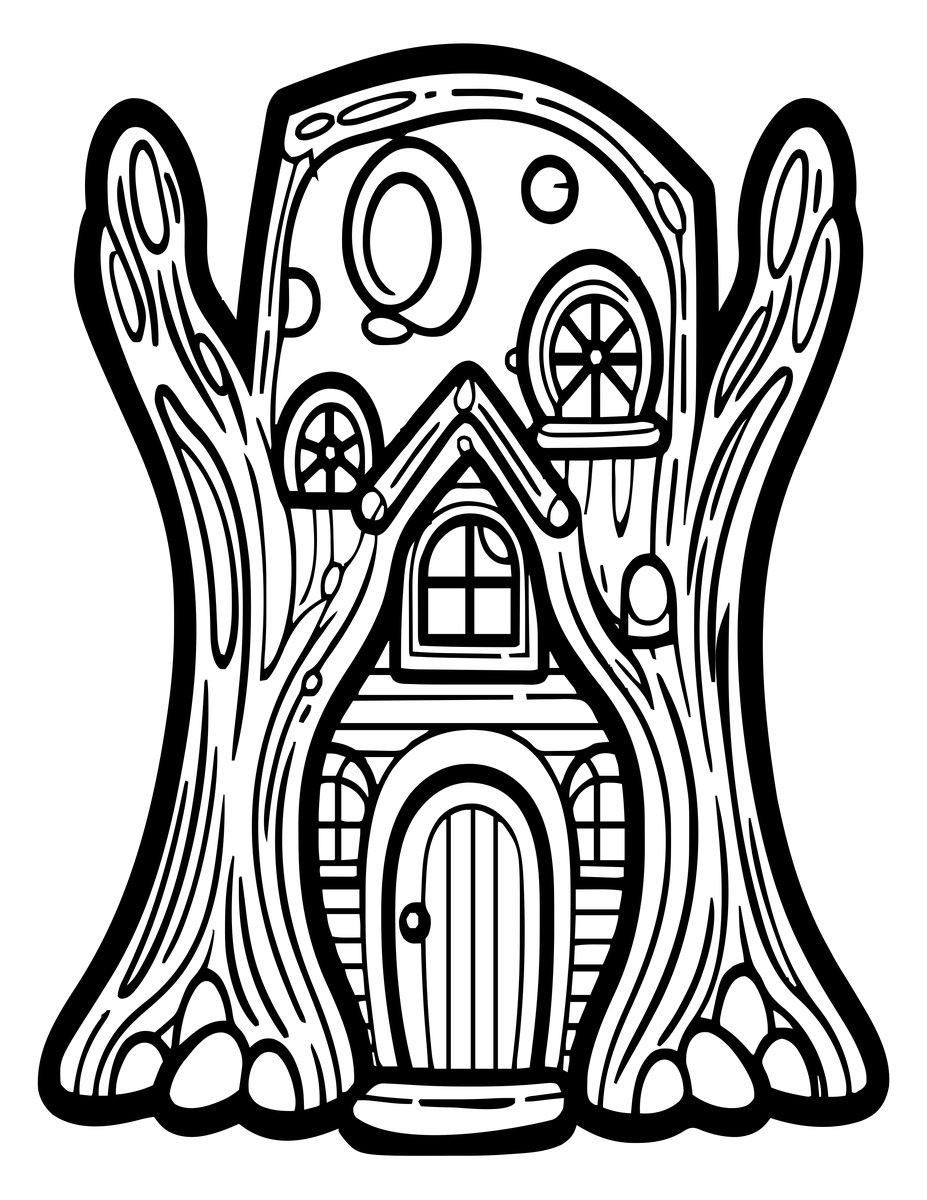 Fairy Cottage - free printable coloring page