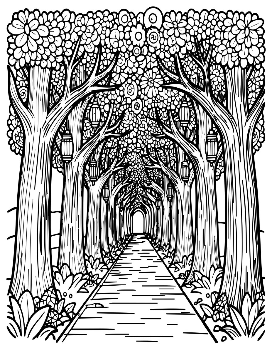 Enchanted Path - free printable coloring page