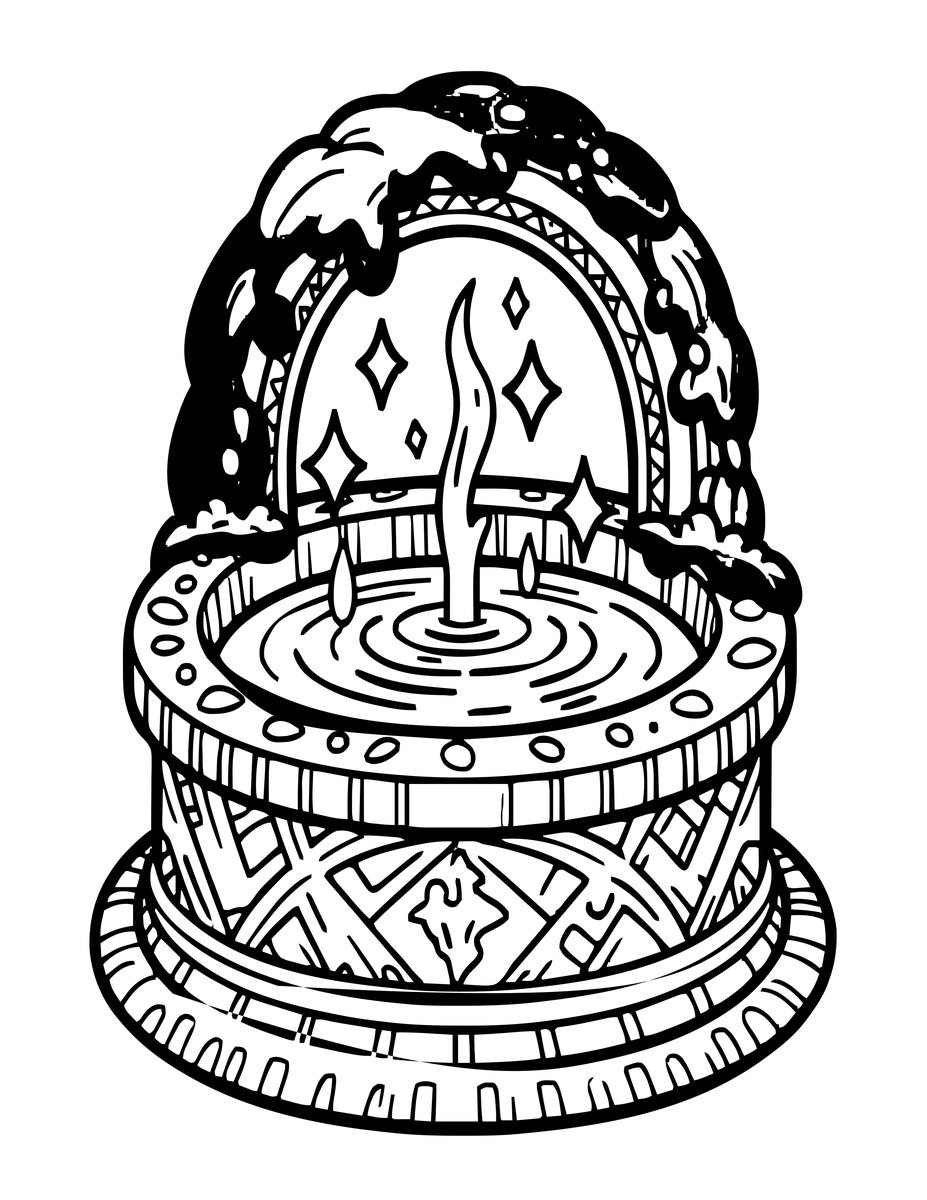 Wishing Well - free printable coloring page