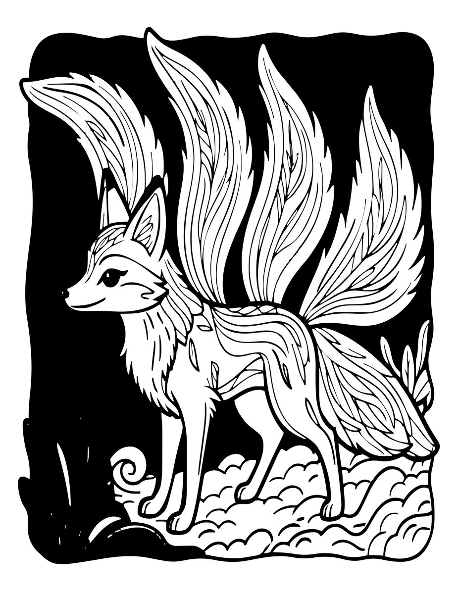 Fox Spirit - free printable coloring page