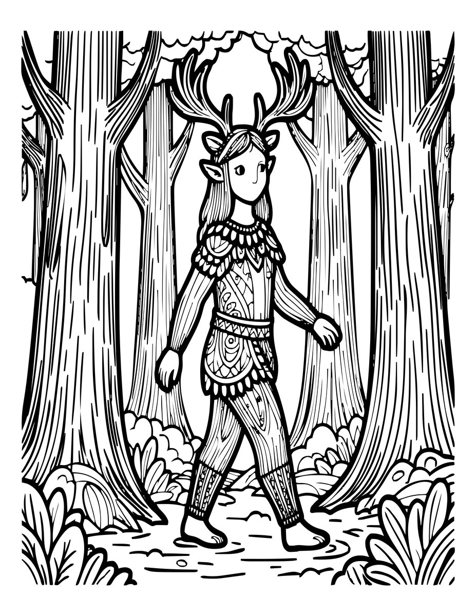 Forest Spirit - free printable coloring page