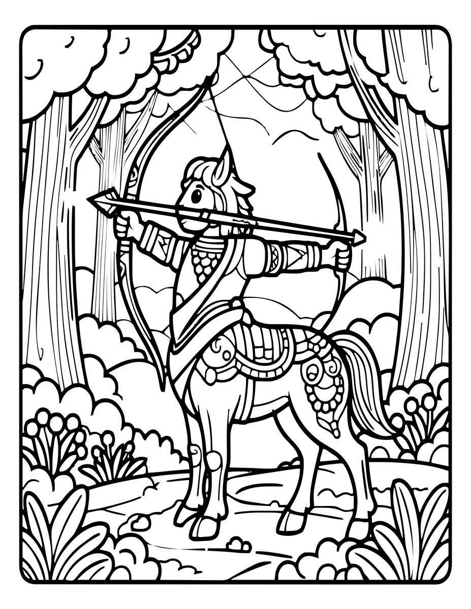 Centaur Archer - free printable coloring page