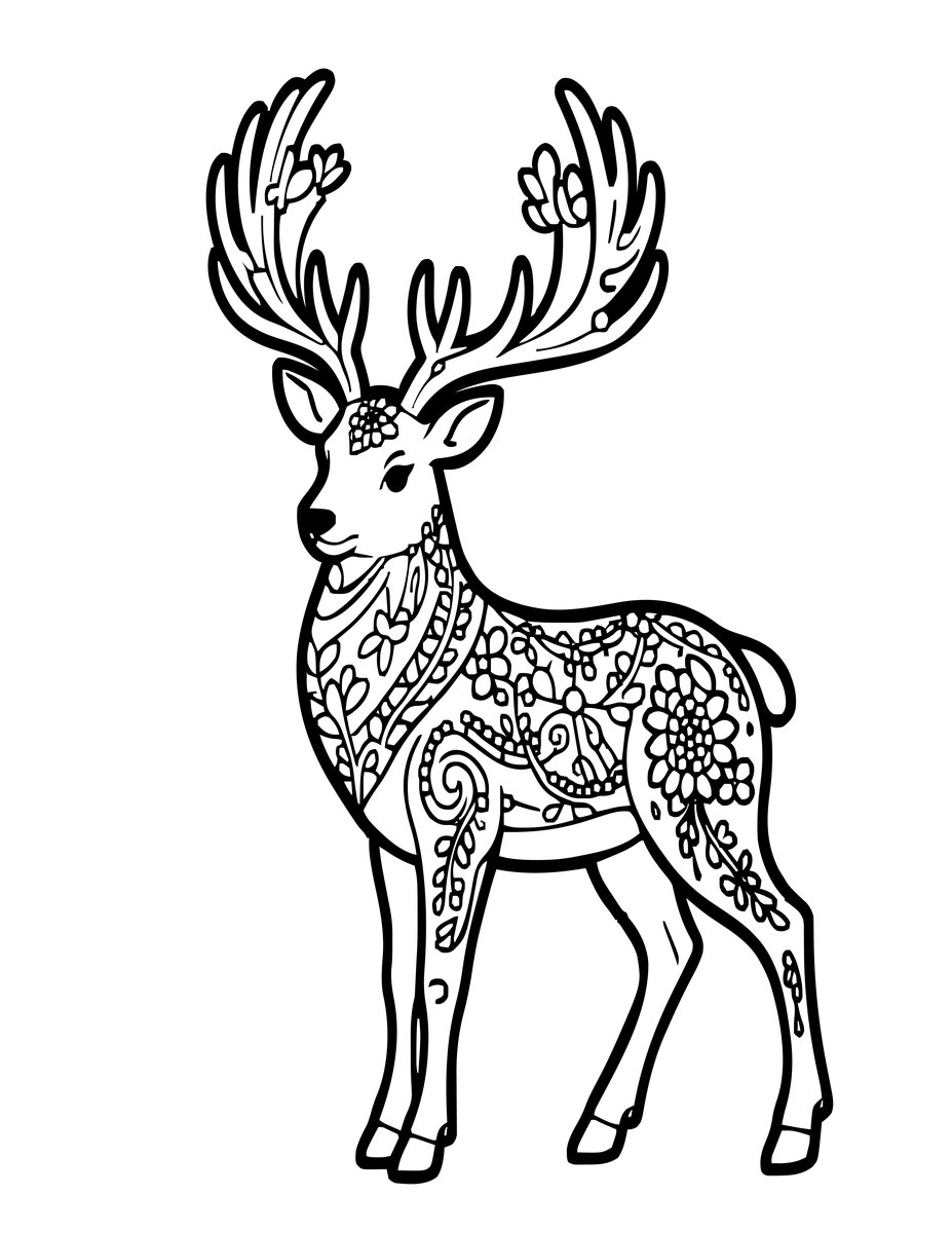 Enchanted Stag - free printable coloring page