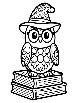 Owl Wizard - Free printable coloring page