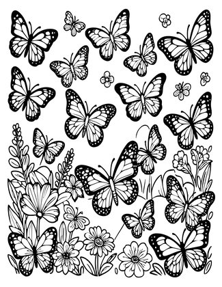 Butterfly Grove - Free printable coloring page