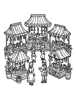 Fairy Market - Free printable coloring page