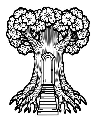 Magic Tree Door - Free printable coloring page