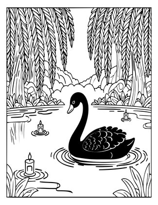Enchanted Swan - Free printable coloring page