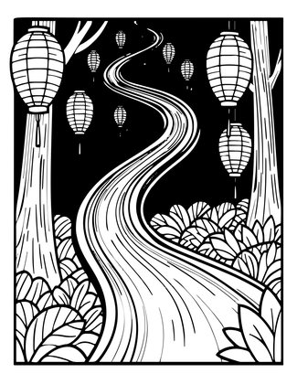 Forest Lanterns - Free printable coloring page