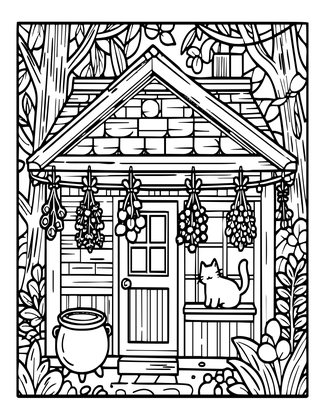 Herb Witch Cottage - Free printable coloring page