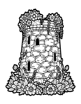 Enchanted Tower - Free printable coloring page