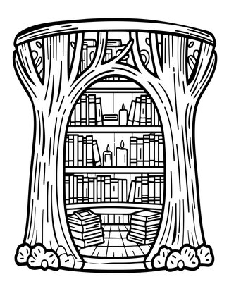 Tree Library - Free printable coloring page