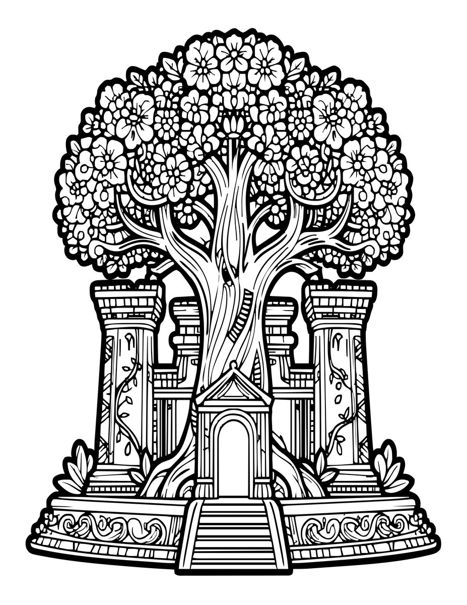 Forgotten Ruins - free printable coloring page