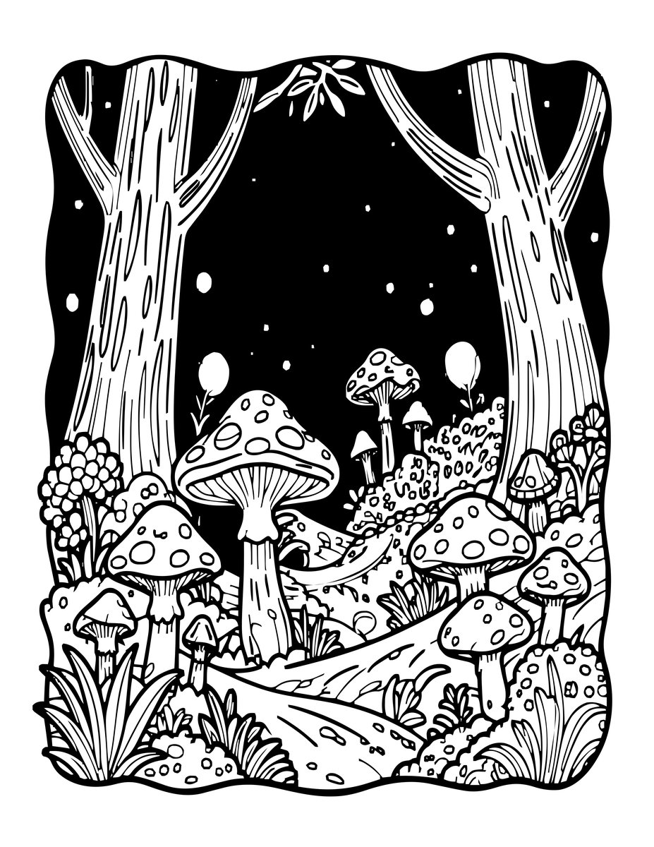 Bioluminescent Night - free printable coloring page
