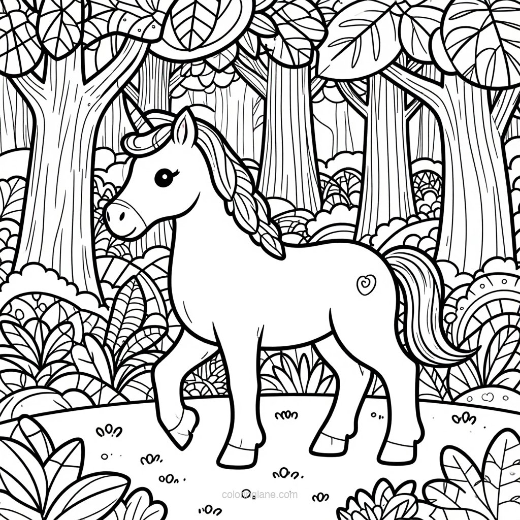 Forest Cottage - free printable coloring page