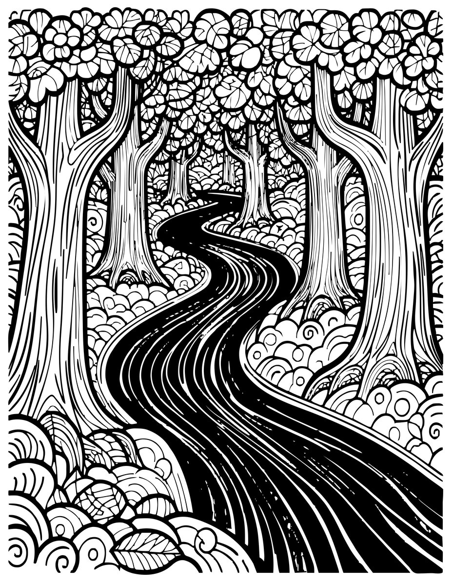 Forest River - free printable coloring page