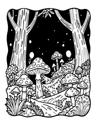 Bioluminescent Night - Free printable coloring page
