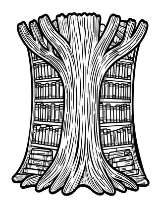 Forest Library - Free printable coloring page