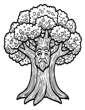 Ancient Tree Spirit - Free printable coloring page
