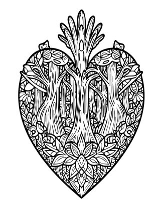 Forest Heart - Free printable coloring page