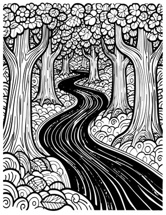 Forest River - Free printable coloring page