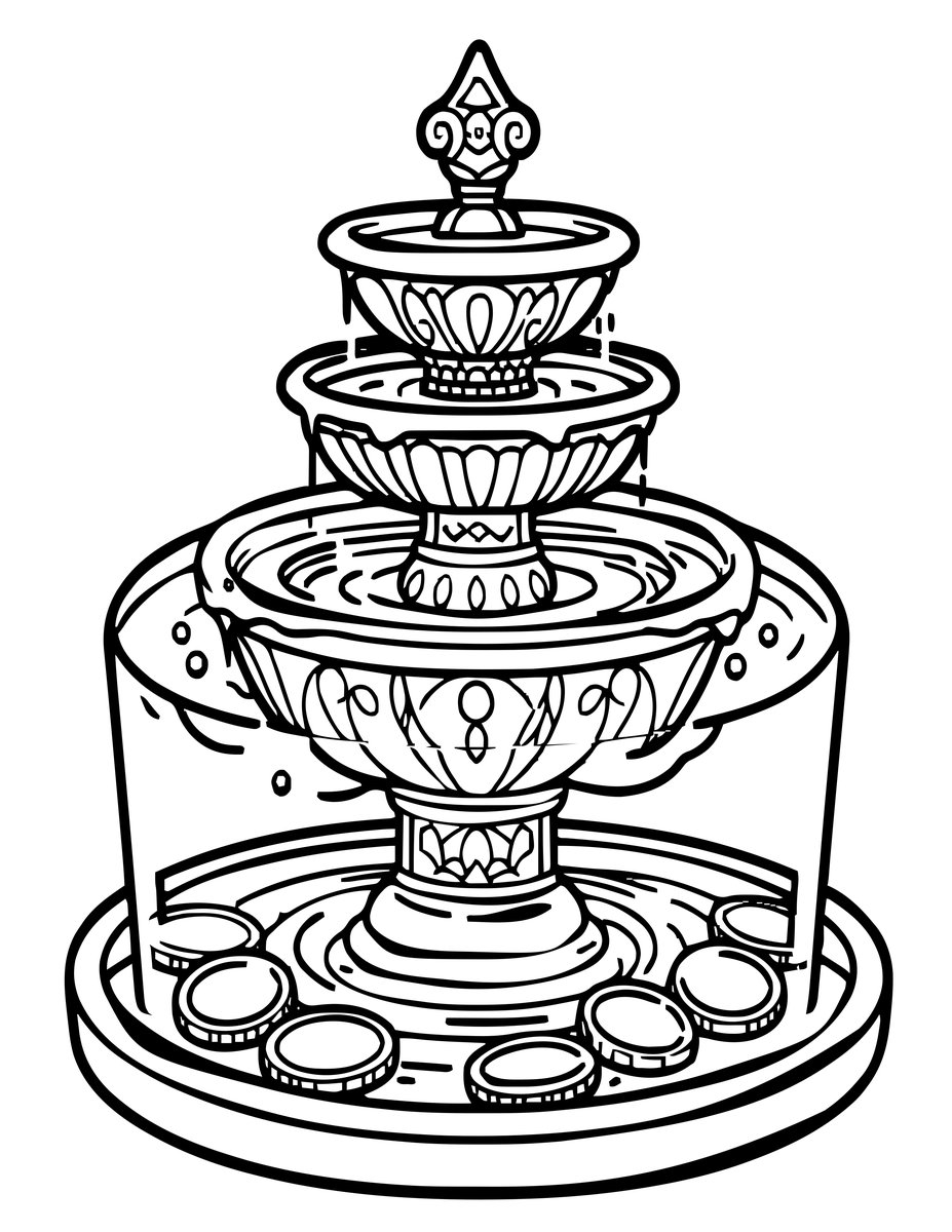Wishing Fountain - free printable coloring page
