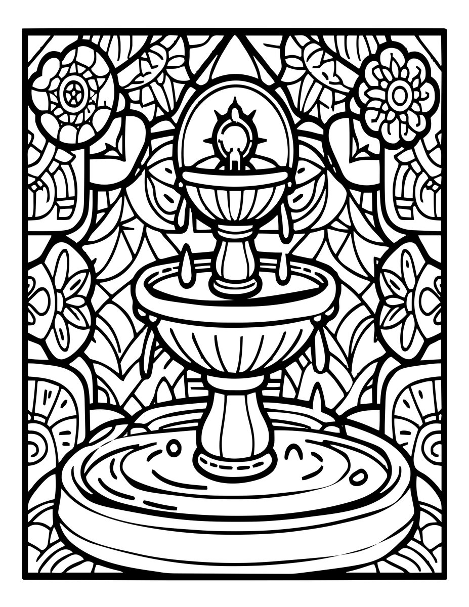 Moonwater Fountain - free printable coloring page
