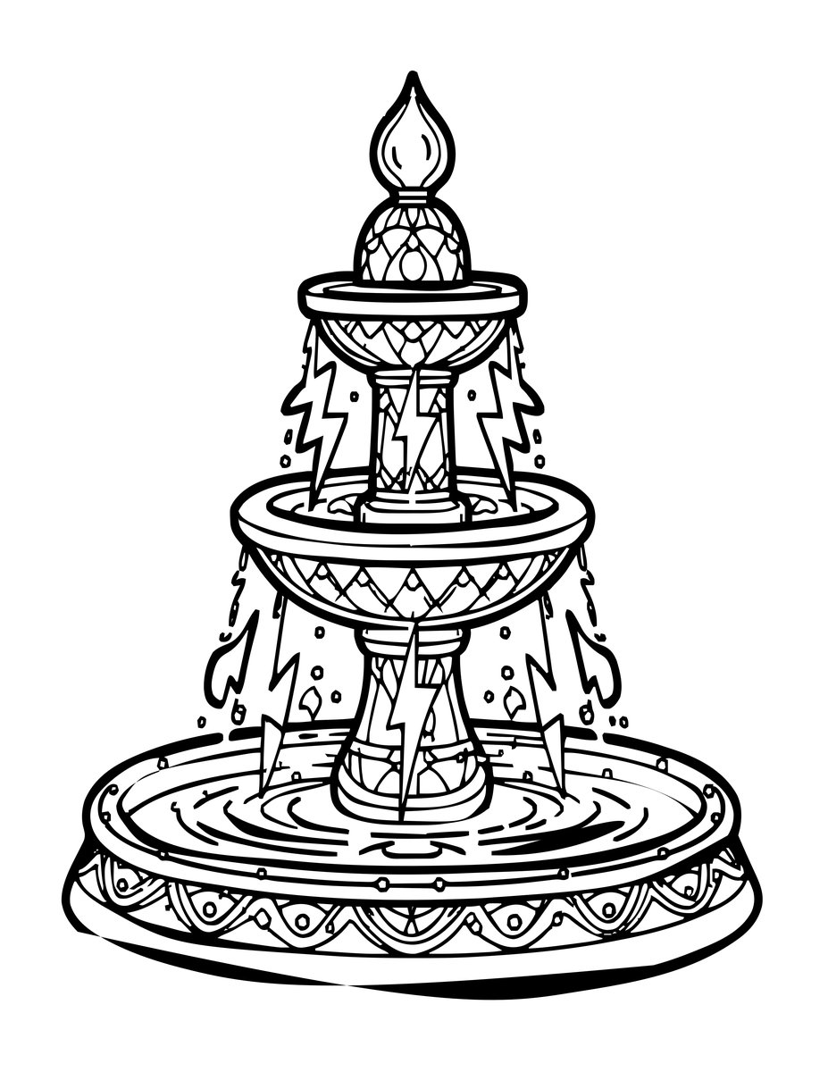 Storm Fountain - free printable coloring page