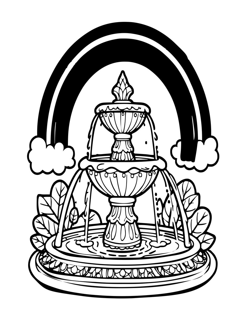 Rainbow Cascade - free printable coloring page