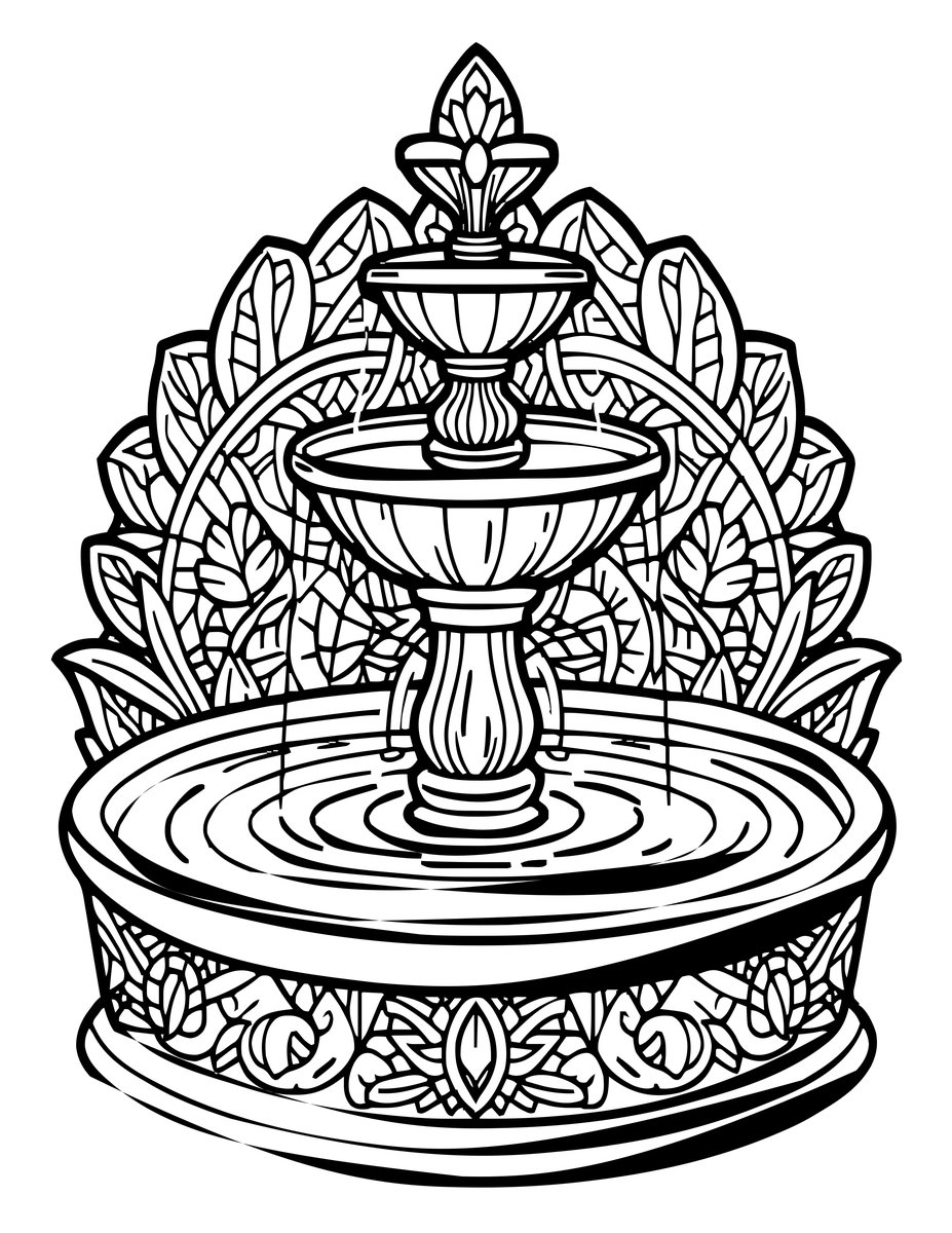 Mirror Fountain - free printable coloring page