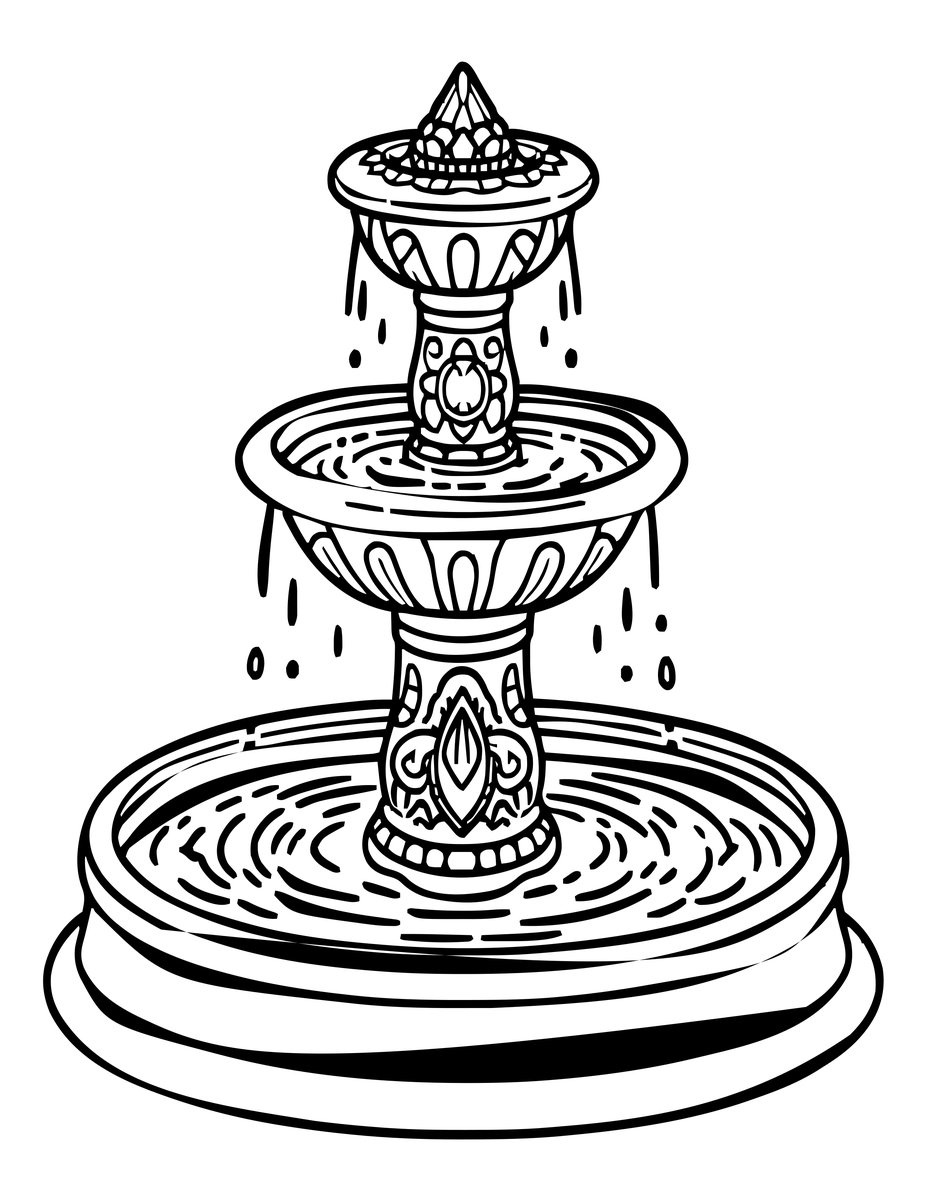Time Fountain - free printable coloring page