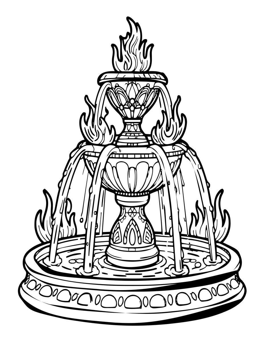 Fire and Water - free printable coloring page