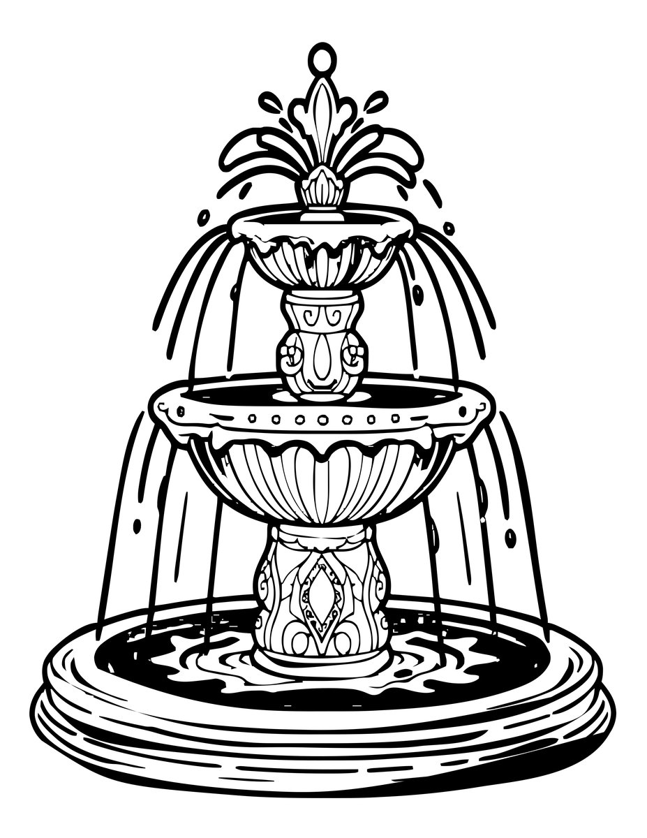 Frozen Fountain - free printable coloring page