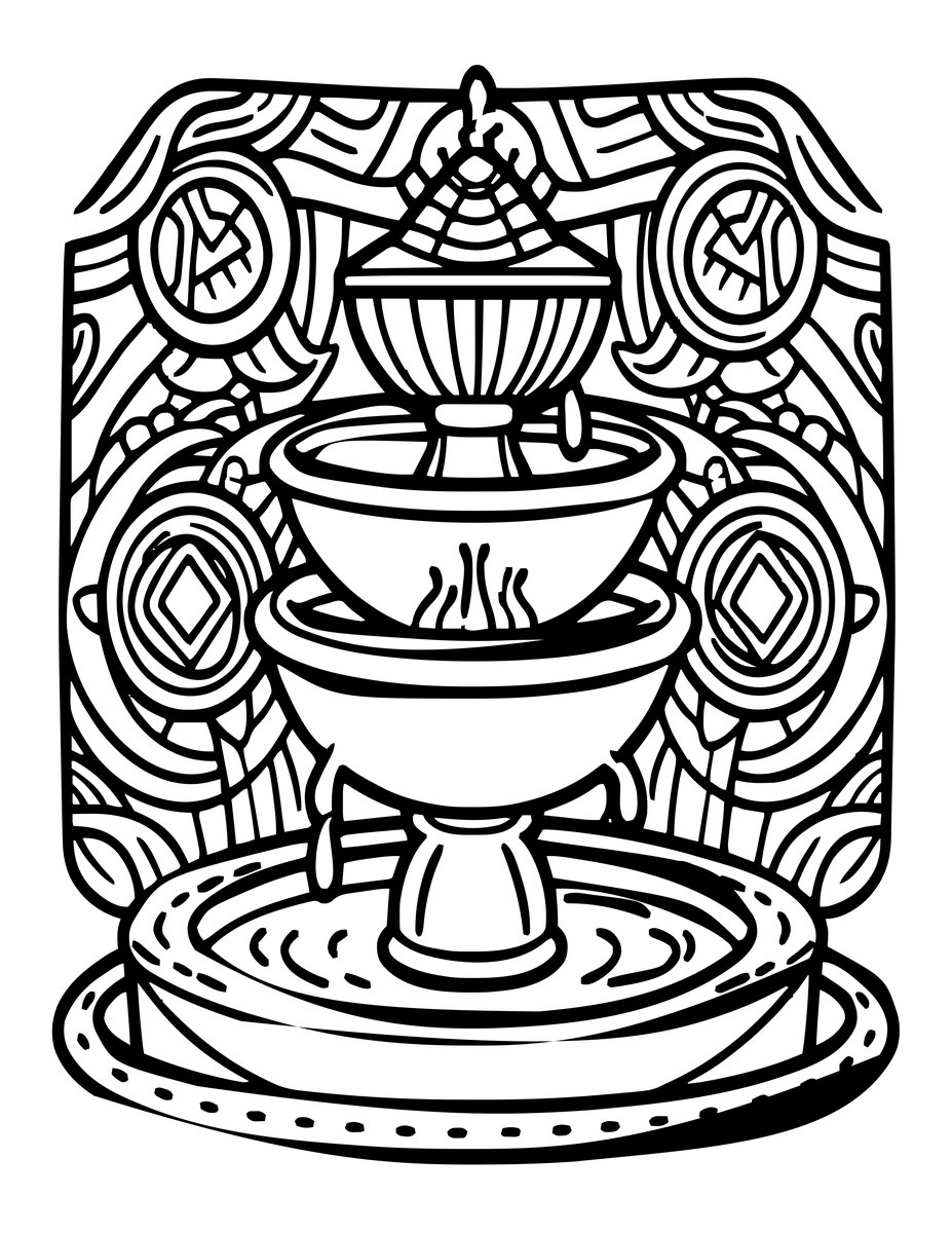 Singing Fountain - free printable coloring page