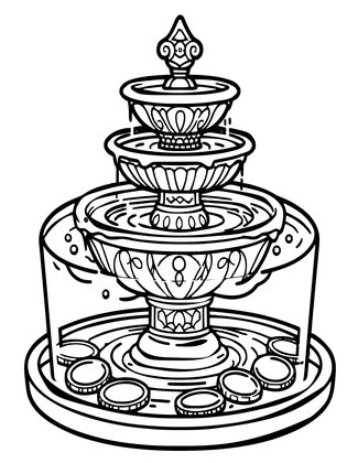 Wishing Fountain - Free printable coloring page