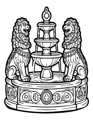 Guardian Fountain - Free printable coloring page