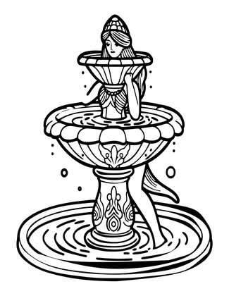 Nymph Fountain - Free printable coloring page