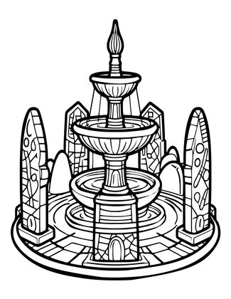 Runestone Fountain - Free printable coloring page