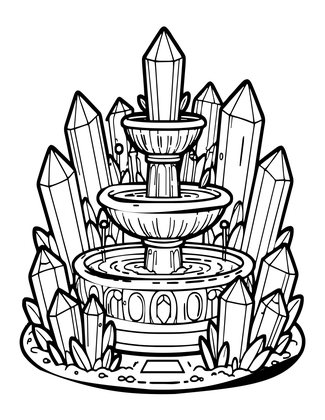 Crystal Fountain - Free printable coloring page