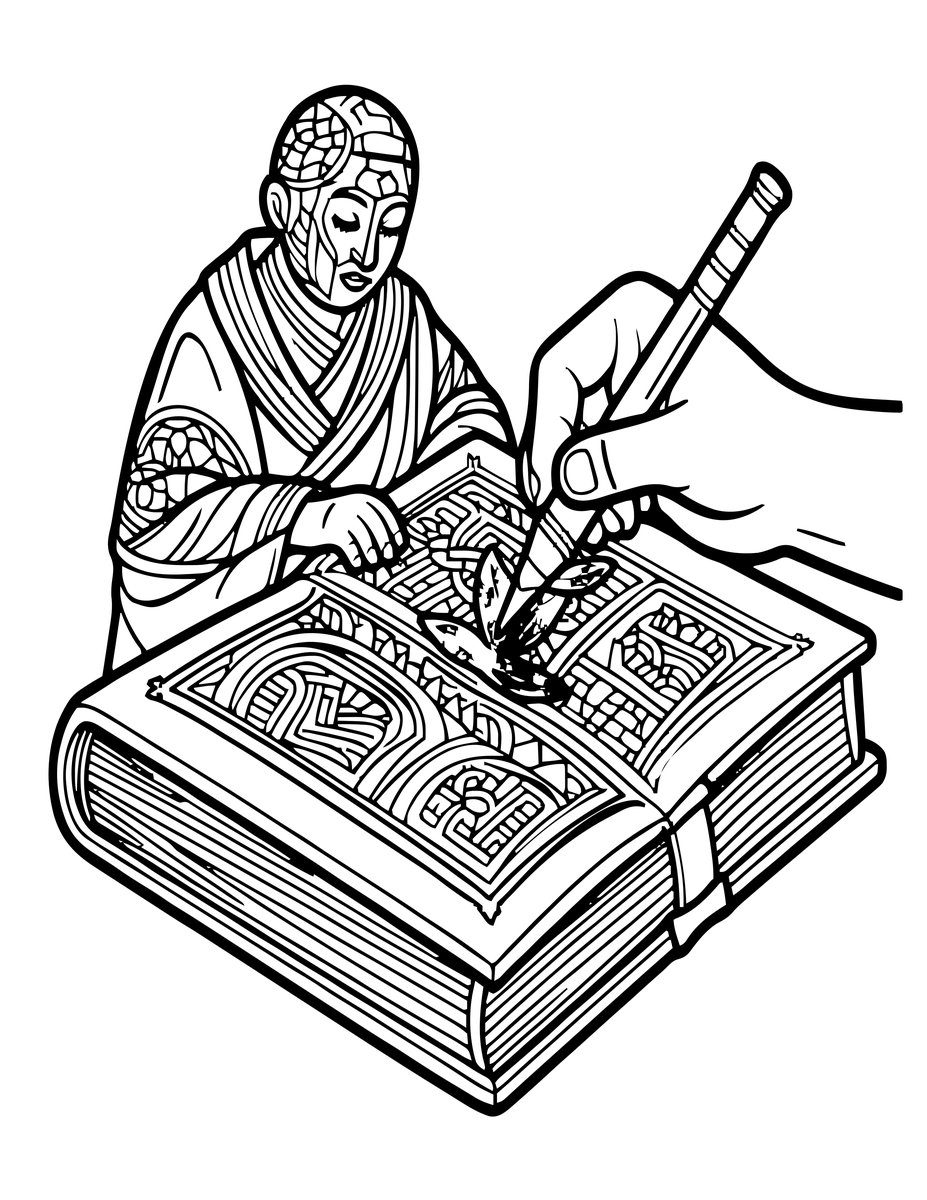Illuminated Manuscript - free printable coloring page