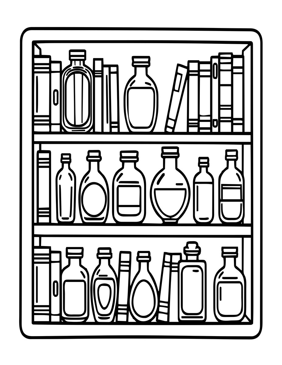 Potion Library - free printable coloring page