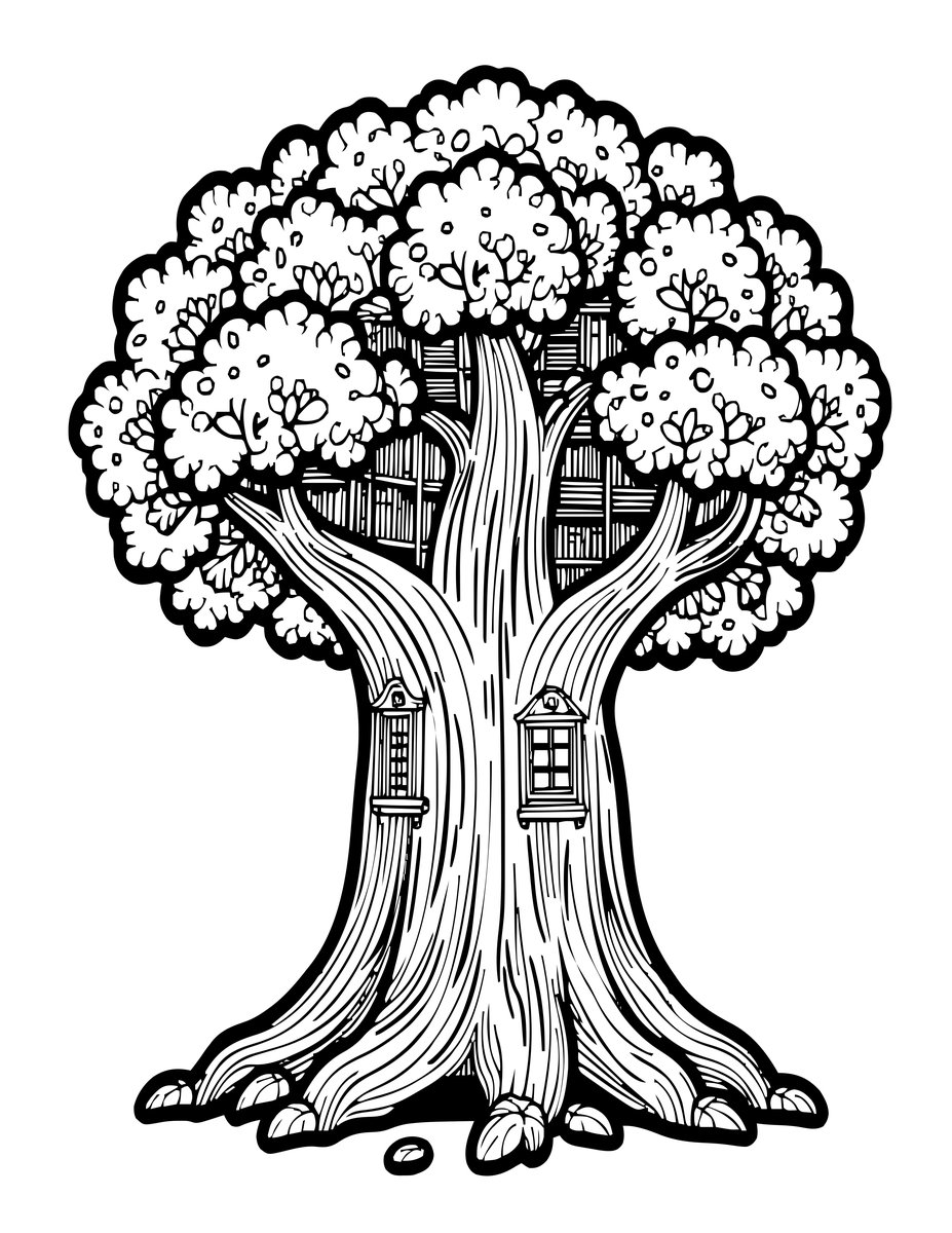 Treehouse Library - free printable coloring page
