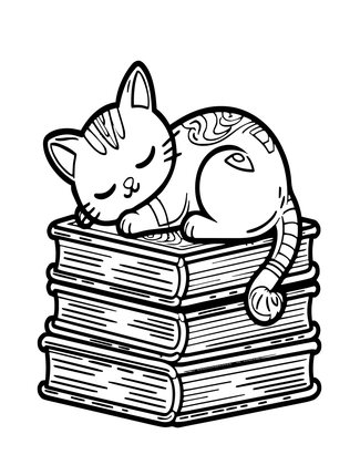 Library Cat - Free printable coloring page