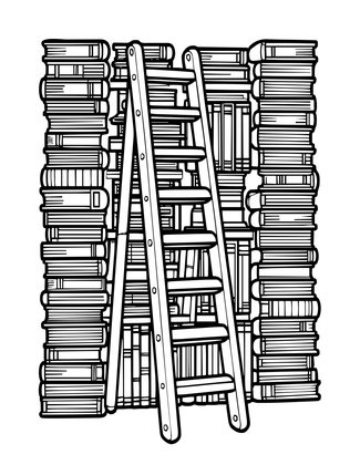 Giant Library Ladder - Free printable coloring page
