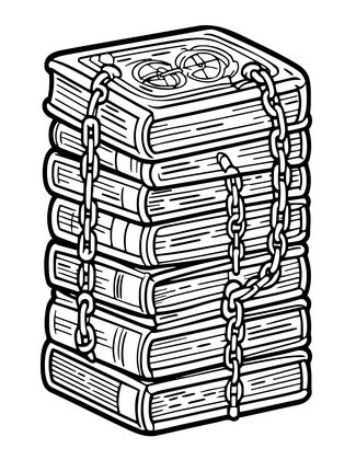 Chained Library - Free printable coloring page