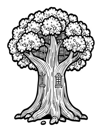 Treehouse Library - Free printable coloring page